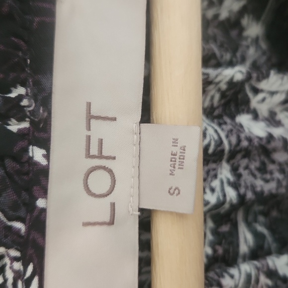 LOFT Black and Pink Floral Long Sleeve Trimmee Dress Small - Picture 5 of 7